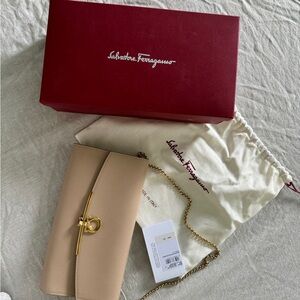 SALVATORE FERRAGAMO
Hammered Calfskin Gancini Icona Mini Bag Macadamia